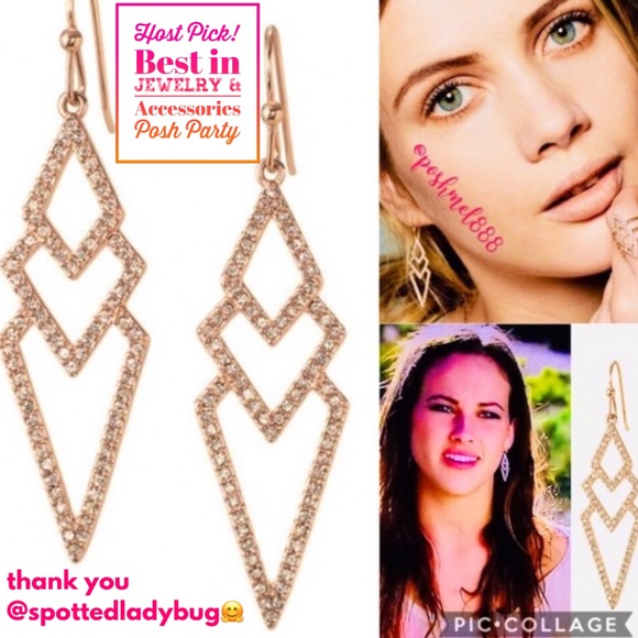 Stella & Dot | Rose Gold + Pavé Spear Drop Earrings - Picture 4 of 9